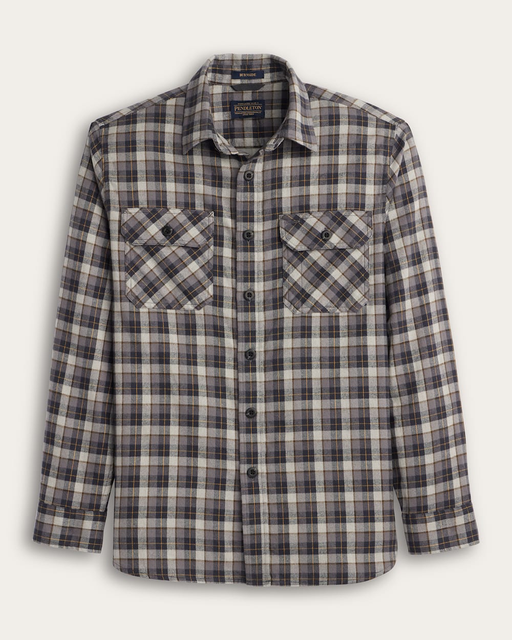 MEN'S PLAID BURNSIDE COTTON FLANNEL SHIRT IN GREY MULTI PLAID image number 1