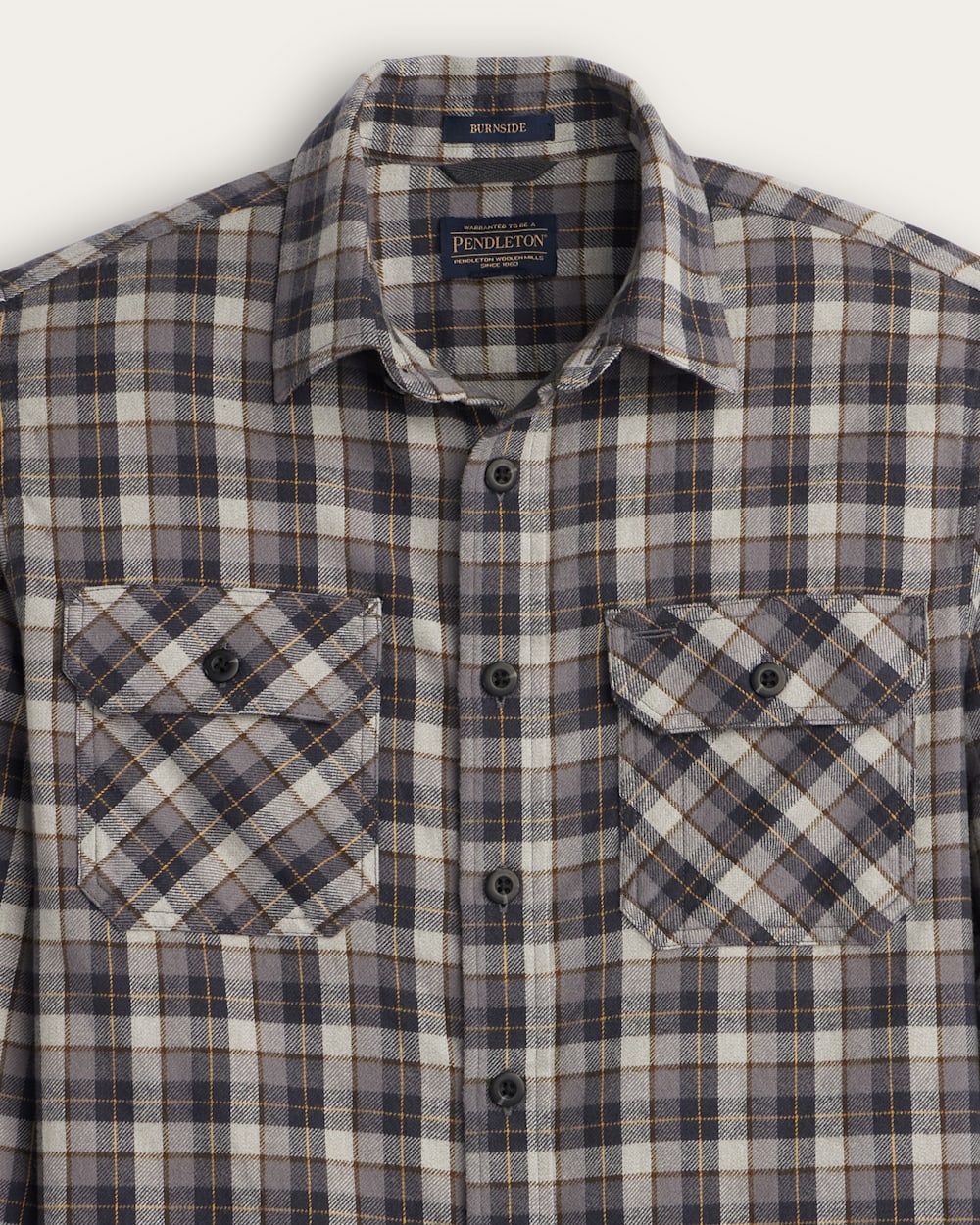 ALTERNATE VIEW OF MEN'S PLAID BURNSIDE COTTON FLANNEL SHIRT IN GREY MULTI PLAID image number 2