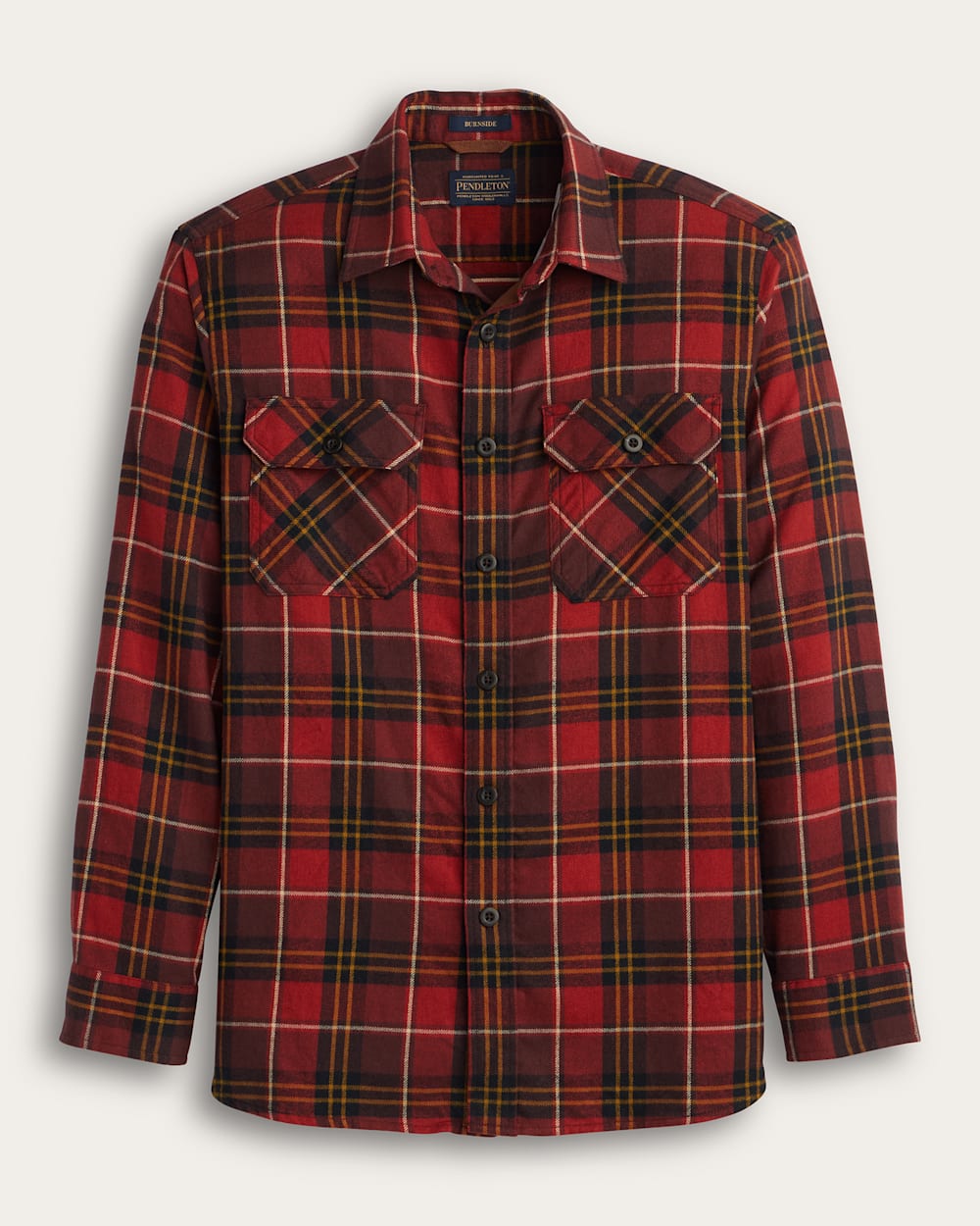 MEN'S PLAID BURNSIDE COTTON FLANNEL SHIRT IN RED MULTI PLAID image number 1