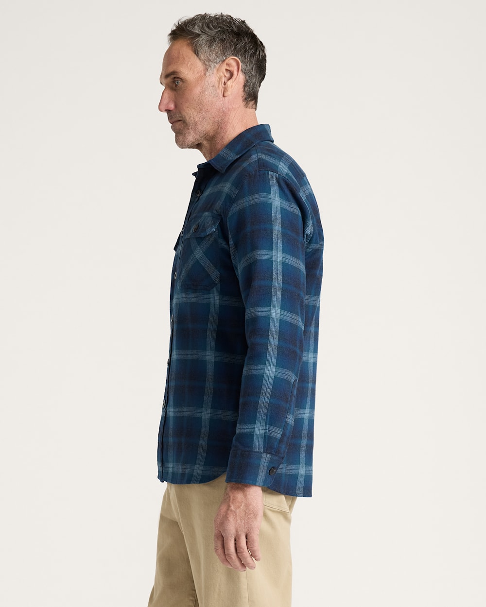 ALTERNATE VIEW OF MEN'S PLAID BURNSIDE COTTON FLANNEL SHIRT IN DENIM PLAID image number 3