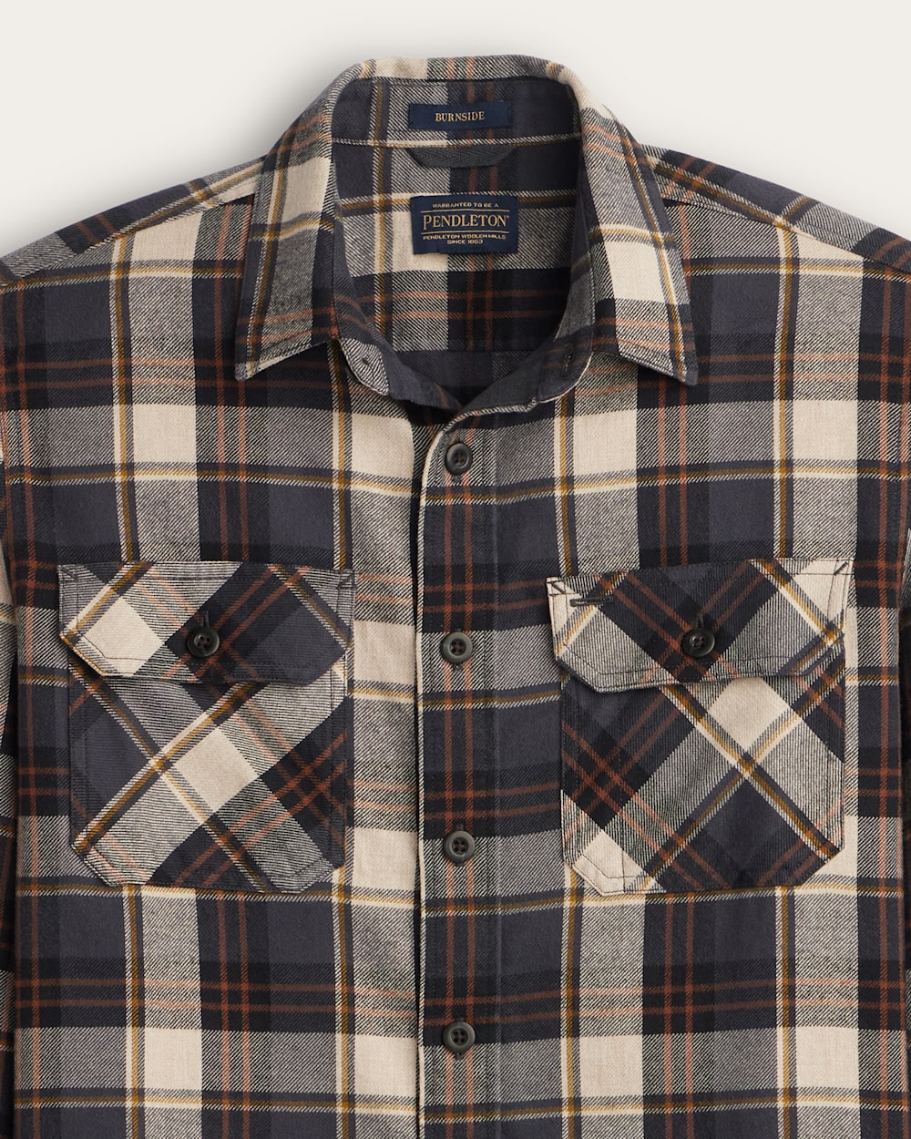 ALTERNATE VIEW OF MEN'S PLAID BURNSIDE COTTON FLANNEL SHIRT IN NATURAL CHARCOAL PLAID image number 2
