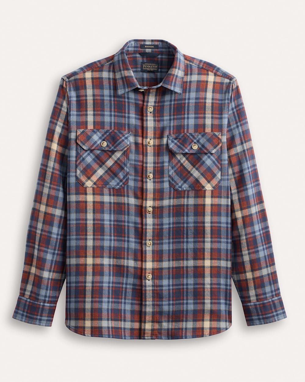 MEN'S PLAID BURNSIDE COTTON FLANNEL SHIRT IN BLUE/RED PLAID image number 1