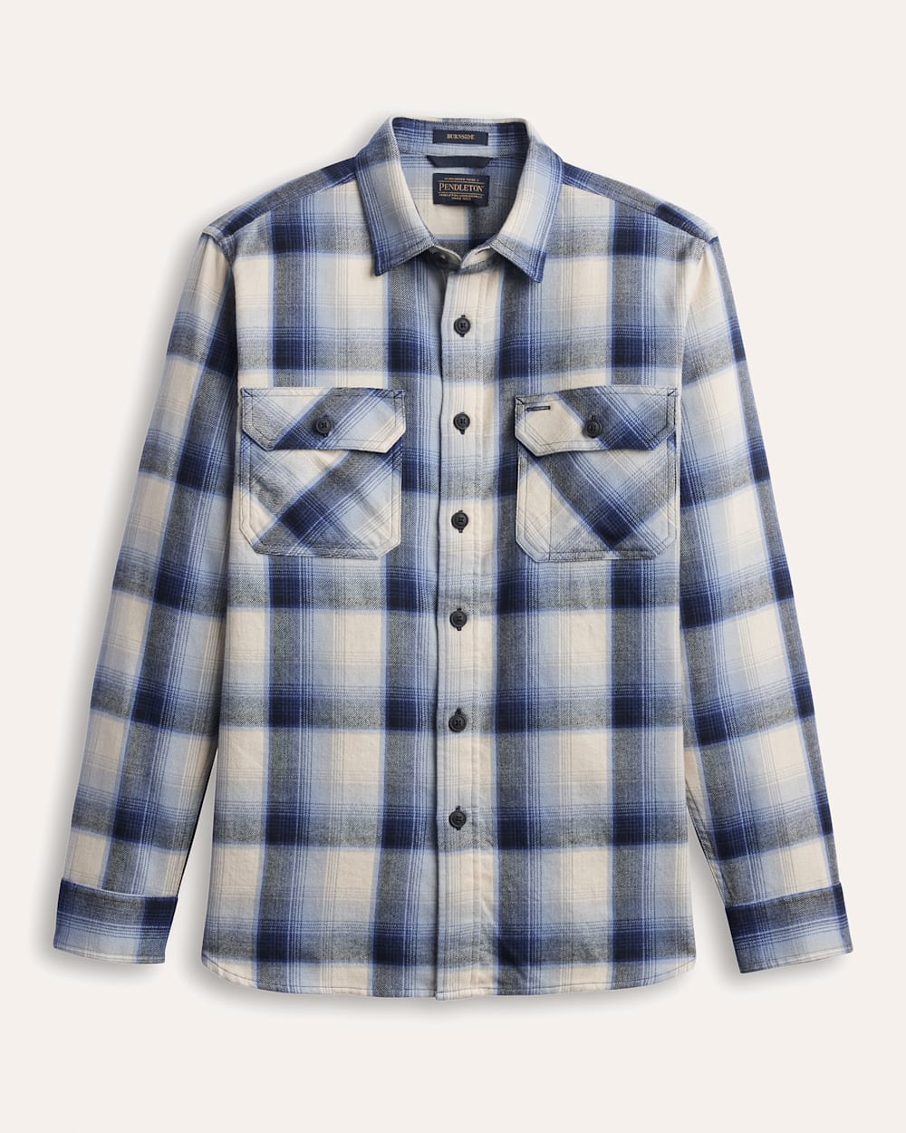 MEN'S PLAID BURNSIDE COTTON FLANNEL SHIRT IN BLUE/ECRU PLAID image number 1