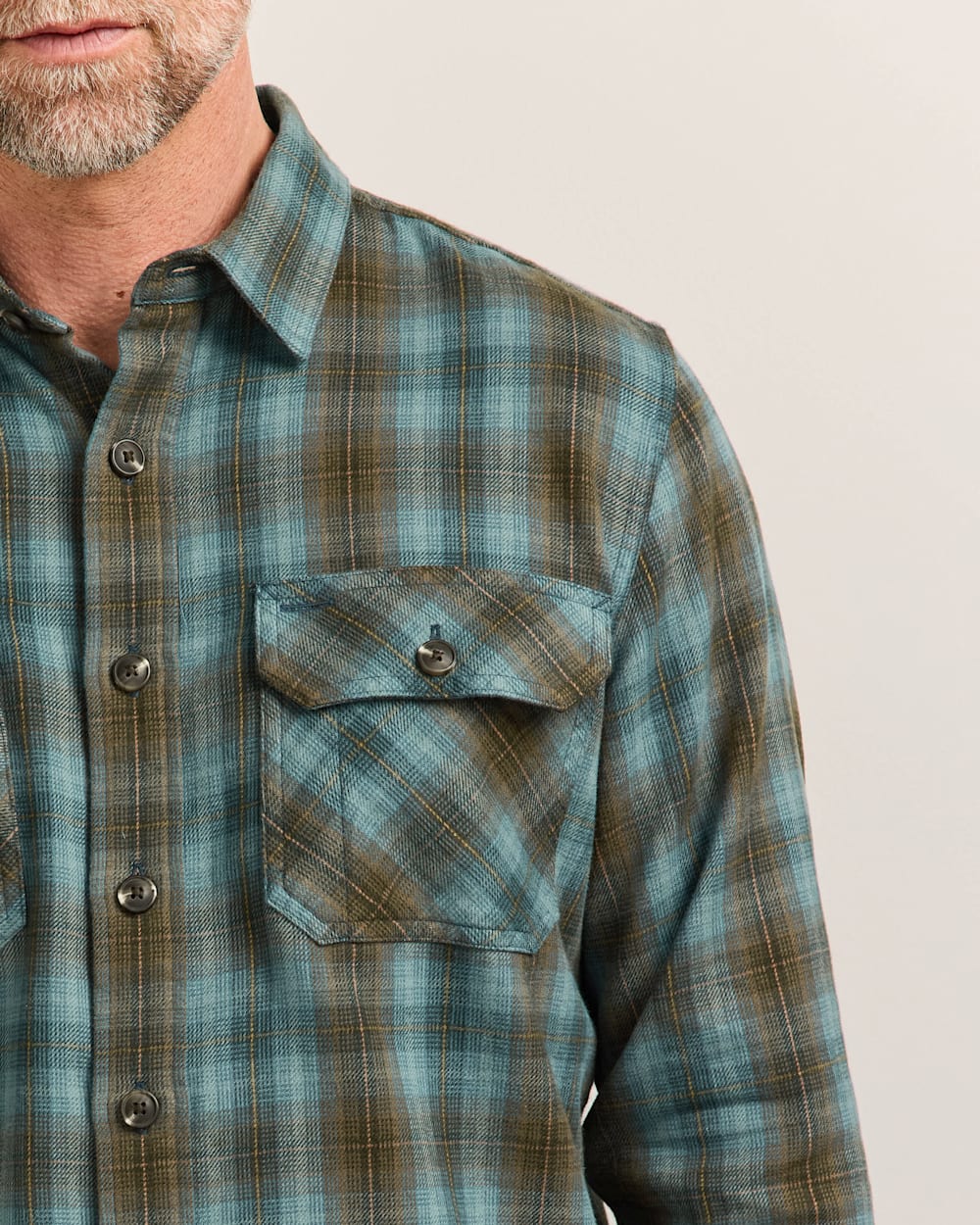 ALTERNATE VIEW OF MEN'S PLAID BURNSIDE COTTON FLANNEL SHIRT IN SEA BLUE MULTI PLAID image number 4
