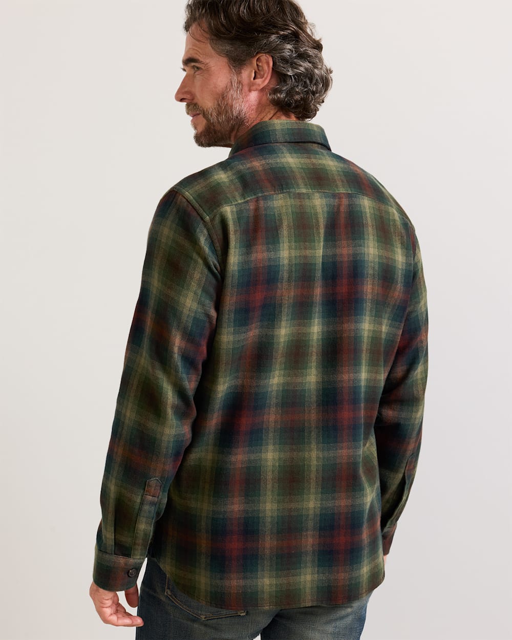 ALTERNATE VIEW OF MEN'S PLAID BURNSIDE COTTON FLANNEL SHIRT IN GREEN MULTI PLAID image number 6