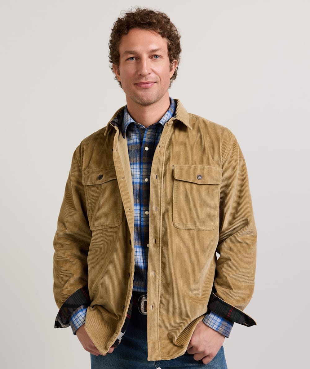 MEN'S BELMONT CORDUROY SHIRT JACKET IN KHAKI image number 1