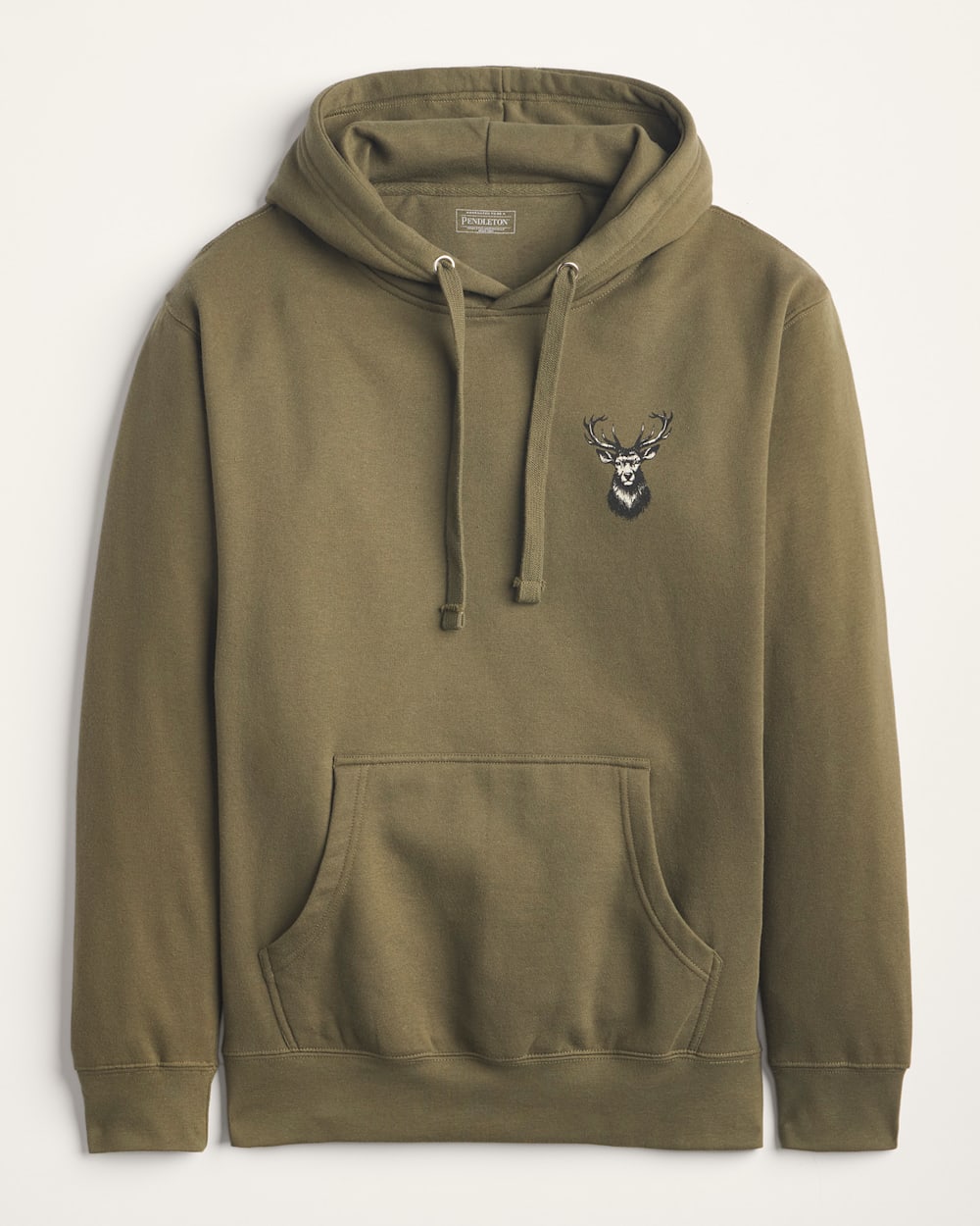 ALTERNATE VIEW OF MEN'S LONG-SLEEVE STAG GRAPHIC HOODIE IN MILITARY GREEN/BLACK image number 2