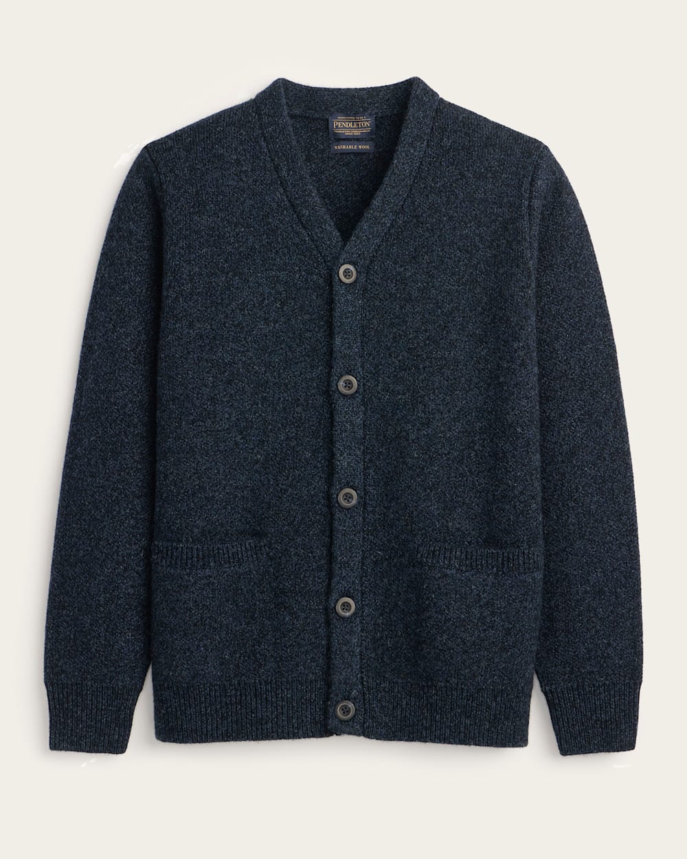 MEN'S SHETLAND COLLECTION CARDIGAN IN INDIGO HEATHER image number 1
