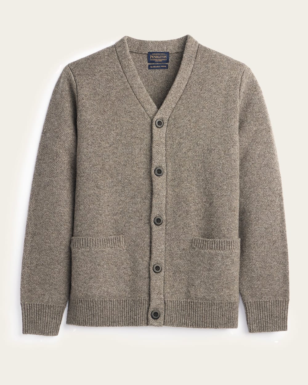 MEN'S SHETLAND COLLECTION CARDIGAN IN STONE HEATHER image number 1