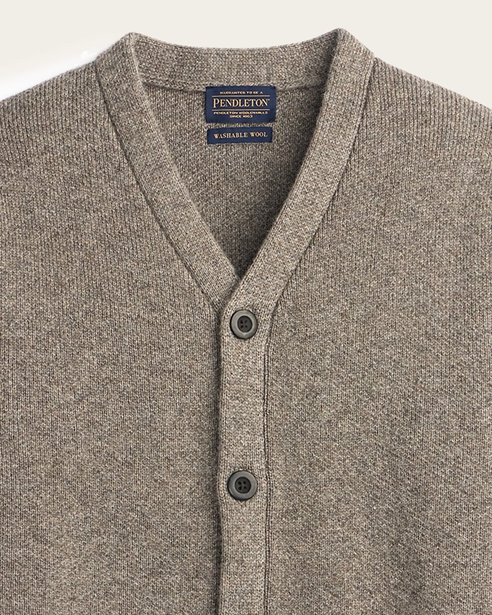 ALTERNATE VIEW OF MEN'S SHETLAND COLLECTION CARDIGAN IN STONE HEATHER image number 2