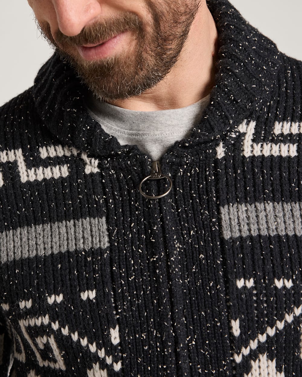 ALTERNATE VIEW OF MEN'S WESTERLEY DONEGAL LAMBSWOOL CARDIGAN IN BLACK image number 4