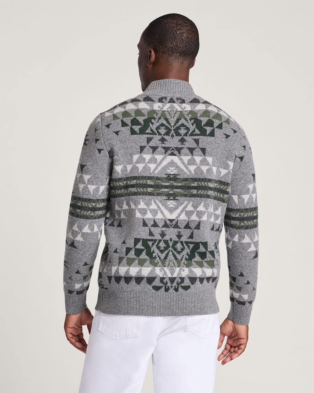 ALTERNATE VIEW OF MEN'S AUTUMN BIRCH LAMBSWOOL QUARTER-ZIP SWEATER IN GREY image number 2