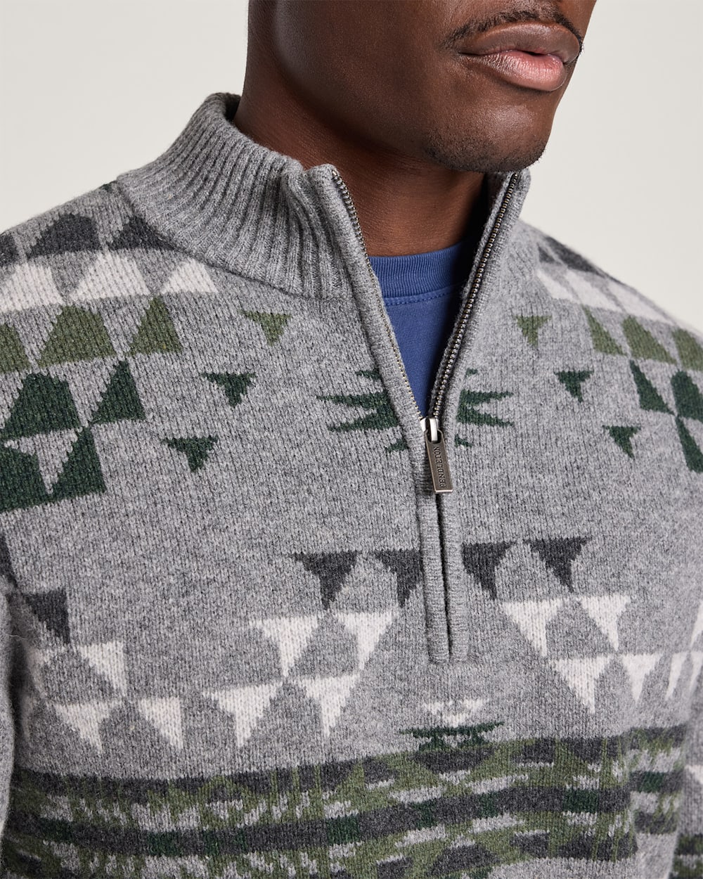 ALTERNATE VIEW OF MEN'S AUTUMN BIRCH LAMBSWOOL QUARTER-ZIP SWEATER IN GREY image number 4