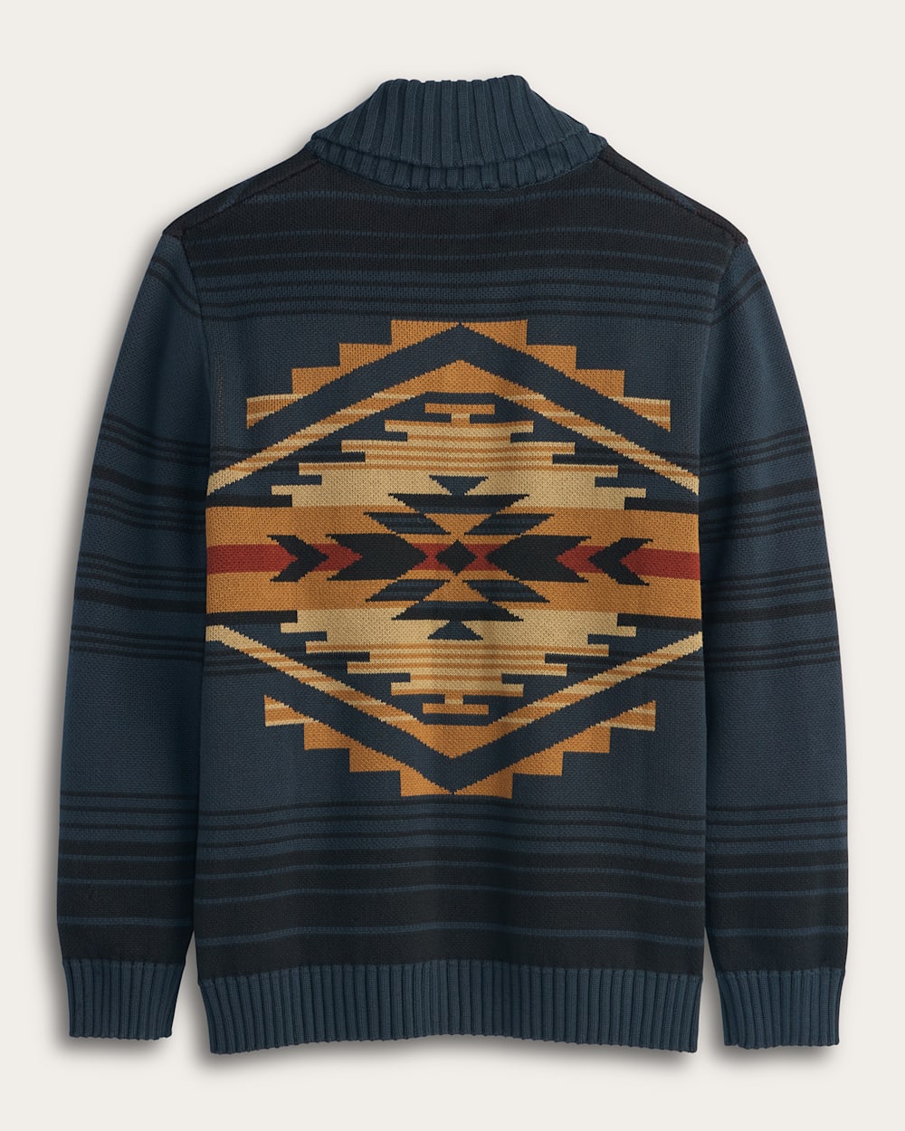 ALTERNATE VIEW OF MEN'S TUMALO RIDGE COTTON CARDIGAN IN NAVY/RUST image number 6