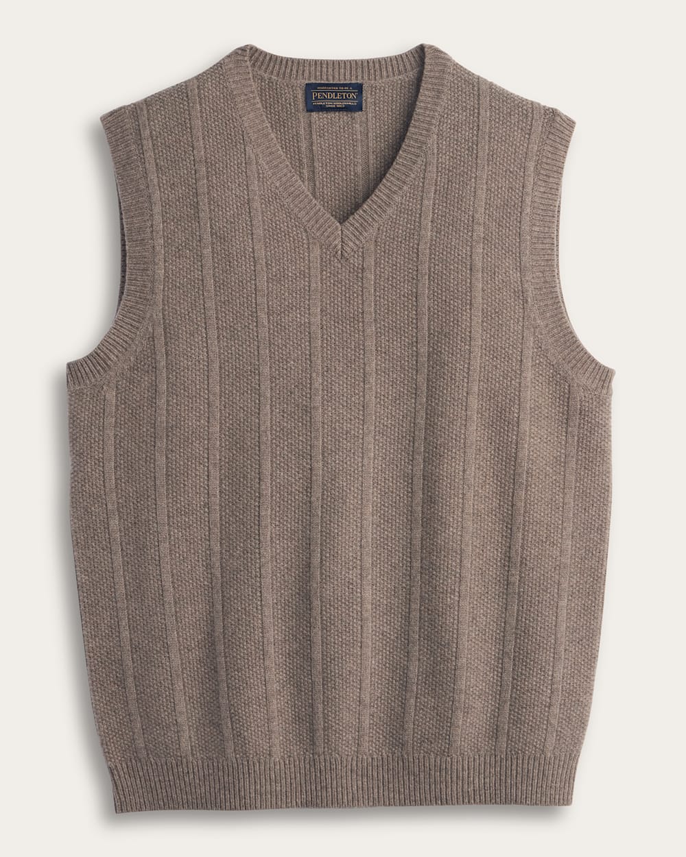 MEN'S MIXED STITCH MERINO SWEATER VEST IN TAUPE HEATHER image number 1