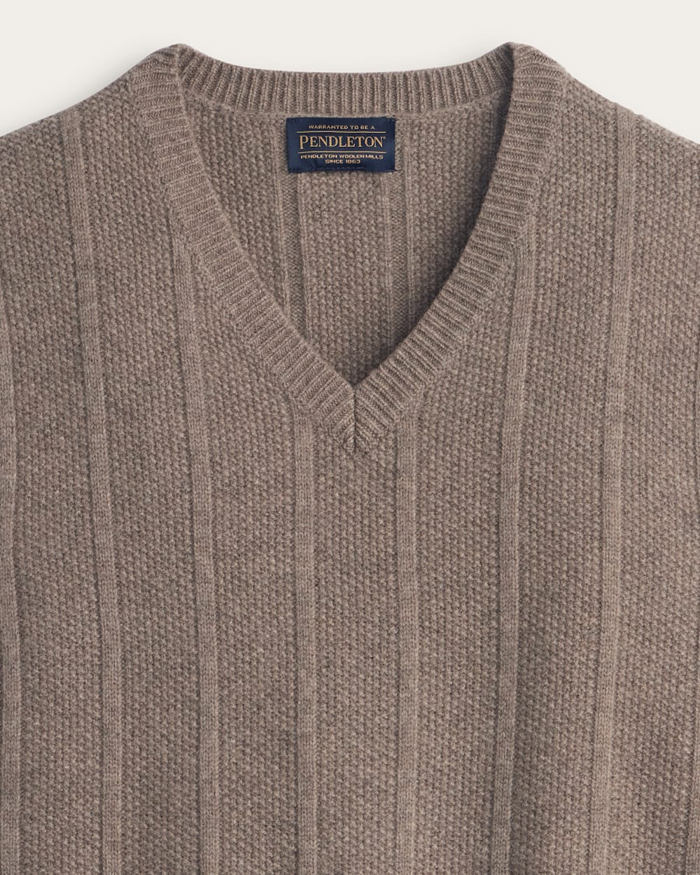 ALTERNATE VIEW OF MEN'S MIXED STITCH MERINO SWEATER VEST IN TAUPE HEATHER image number 2