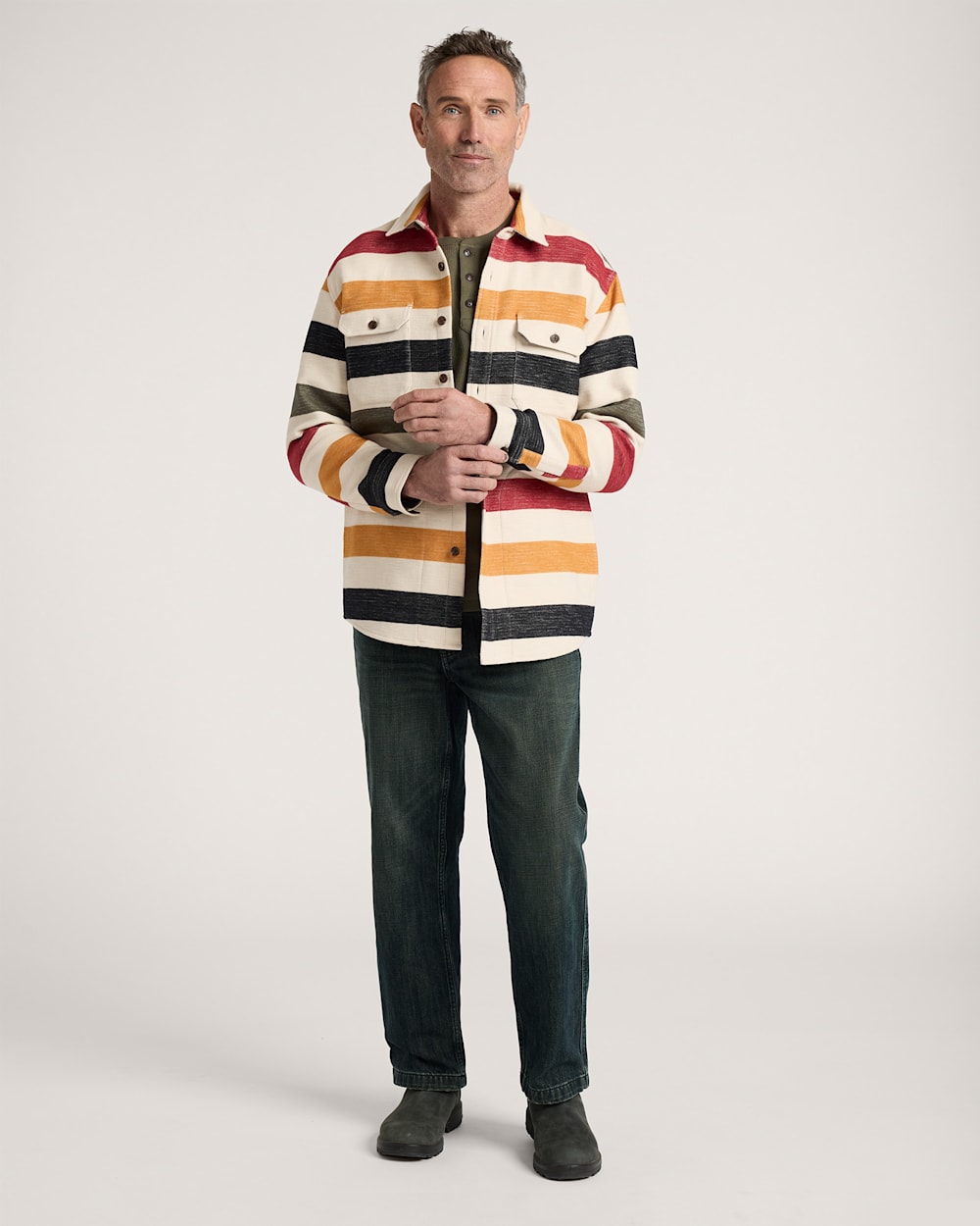 GLACIER COTTON CHAMOIS DRIFTWOOD SHIRT IN GLACIER STRIPE image number 1