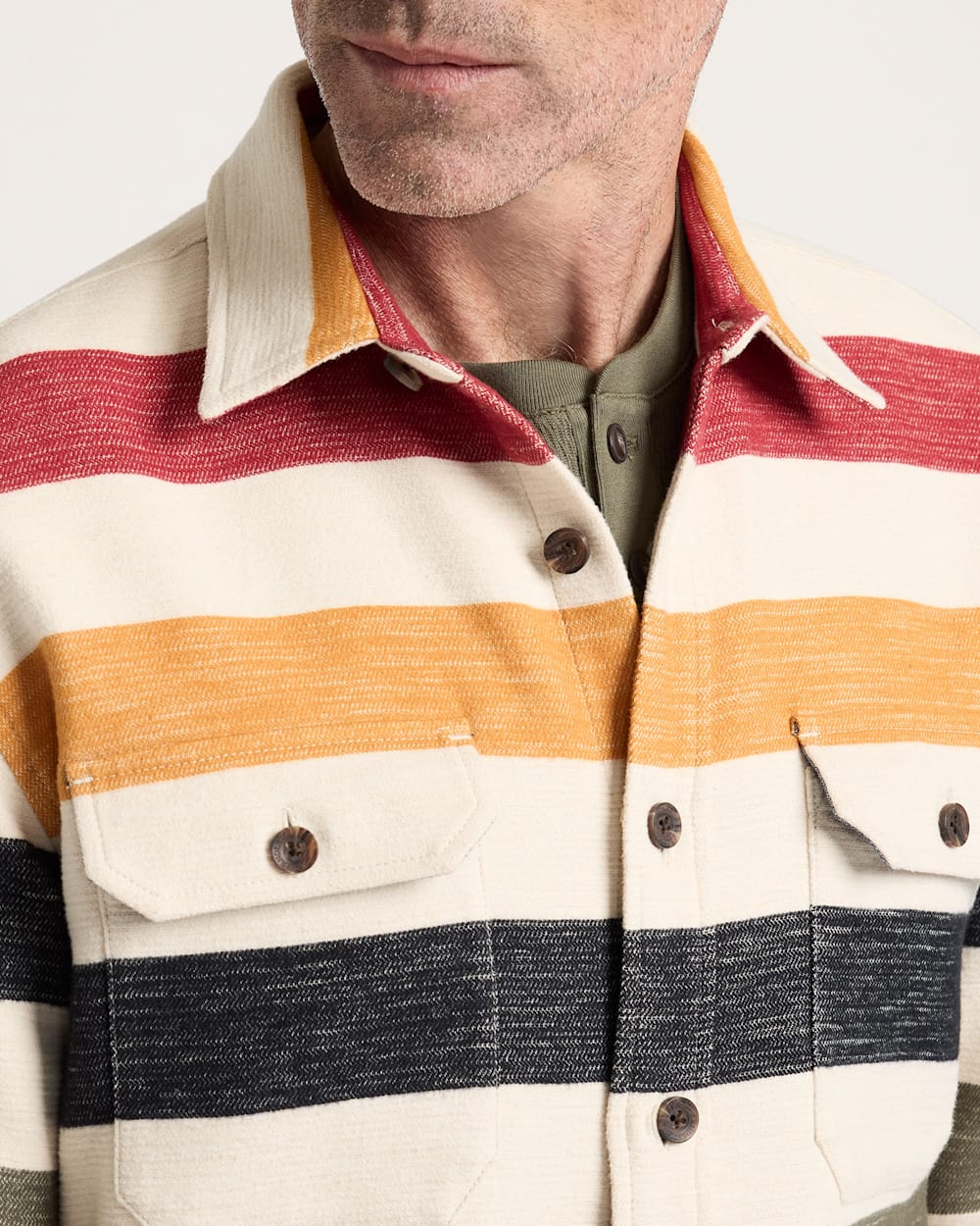 ALTERNATE VIEW OF GLACIER COTTON CHAMOIS DRIFTWOOD SHIRT IN GLACIER STRIPE image number 4