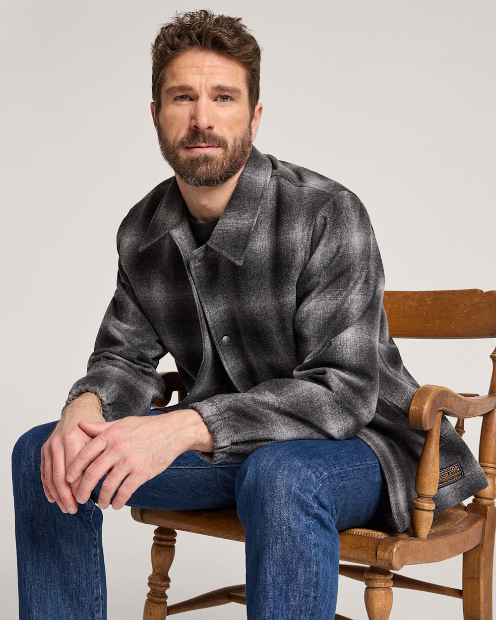 MEN'S QUILTED WOOL COACHES JACKET IN OXFORD MIX OMBRE image number 1