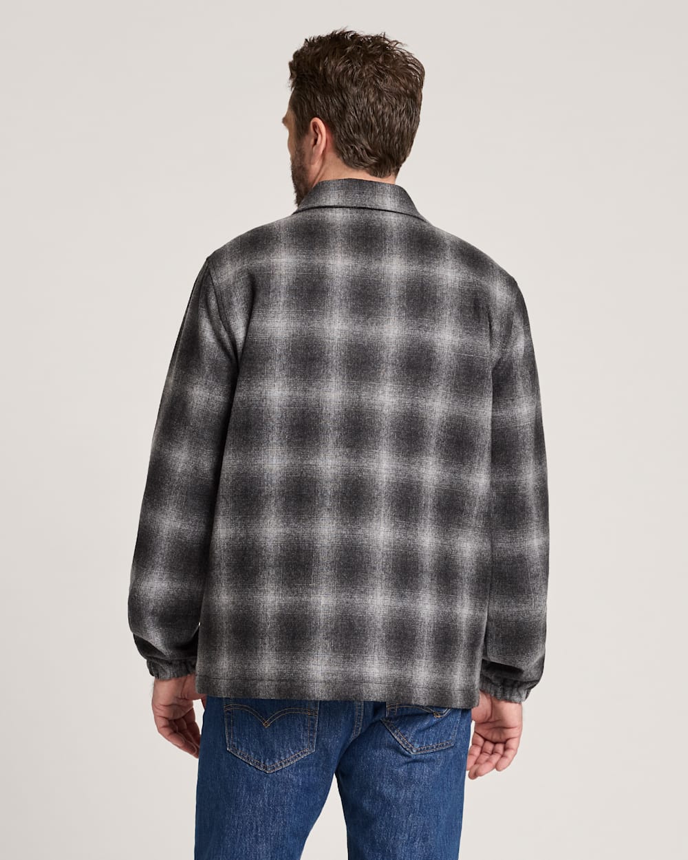 ALTERNATE VIEW OF MEN'S QUILTED WOOL COACHES JACKET IN OXFORD MIX OMBRE image number 2