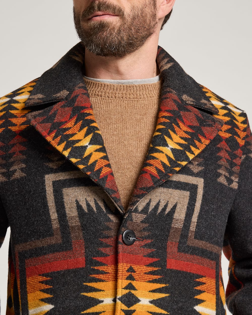 ALTERNATE VIEW OF MEN'S HARDING HERITAGE WOOL OVERCOAT IN BLACK/TAUPE image number 4