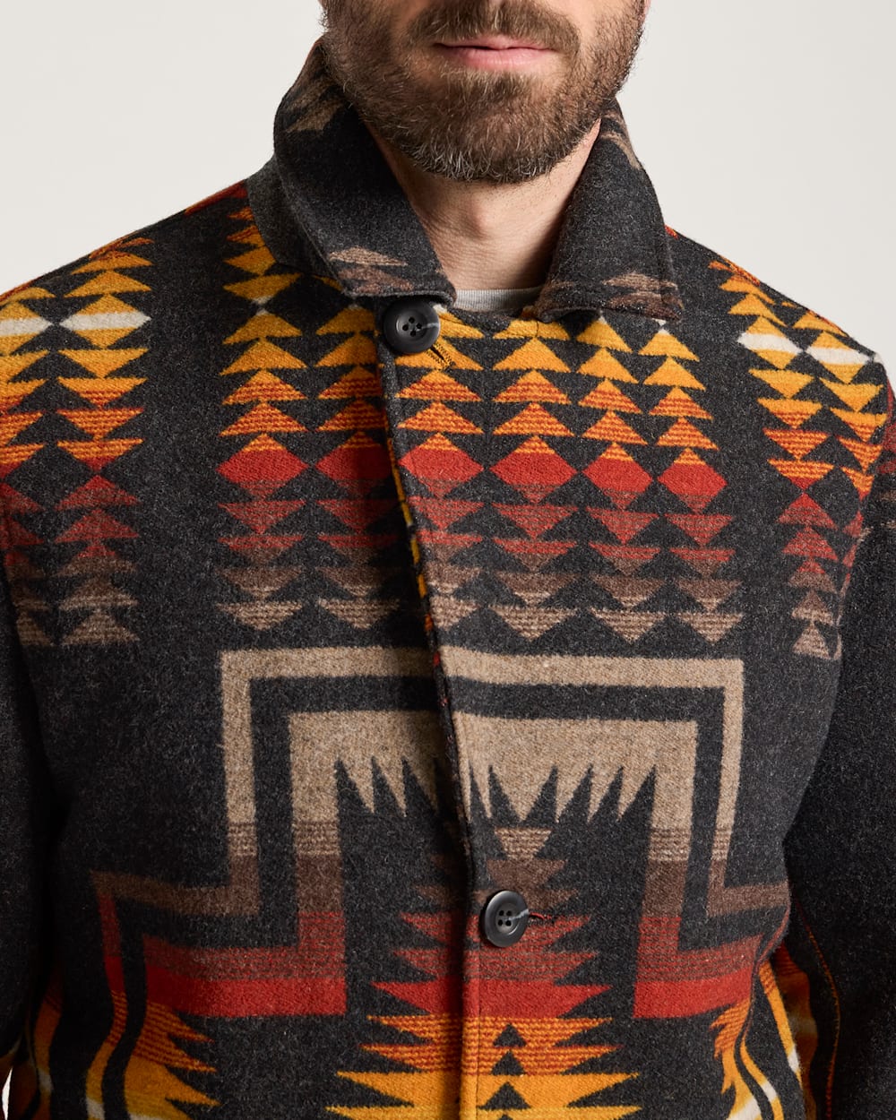 ALTERNATE VIEW OF MEN'S HARDING HERITAGE WOOL OVERCOAT IN BLACK/TAUPE image number 5