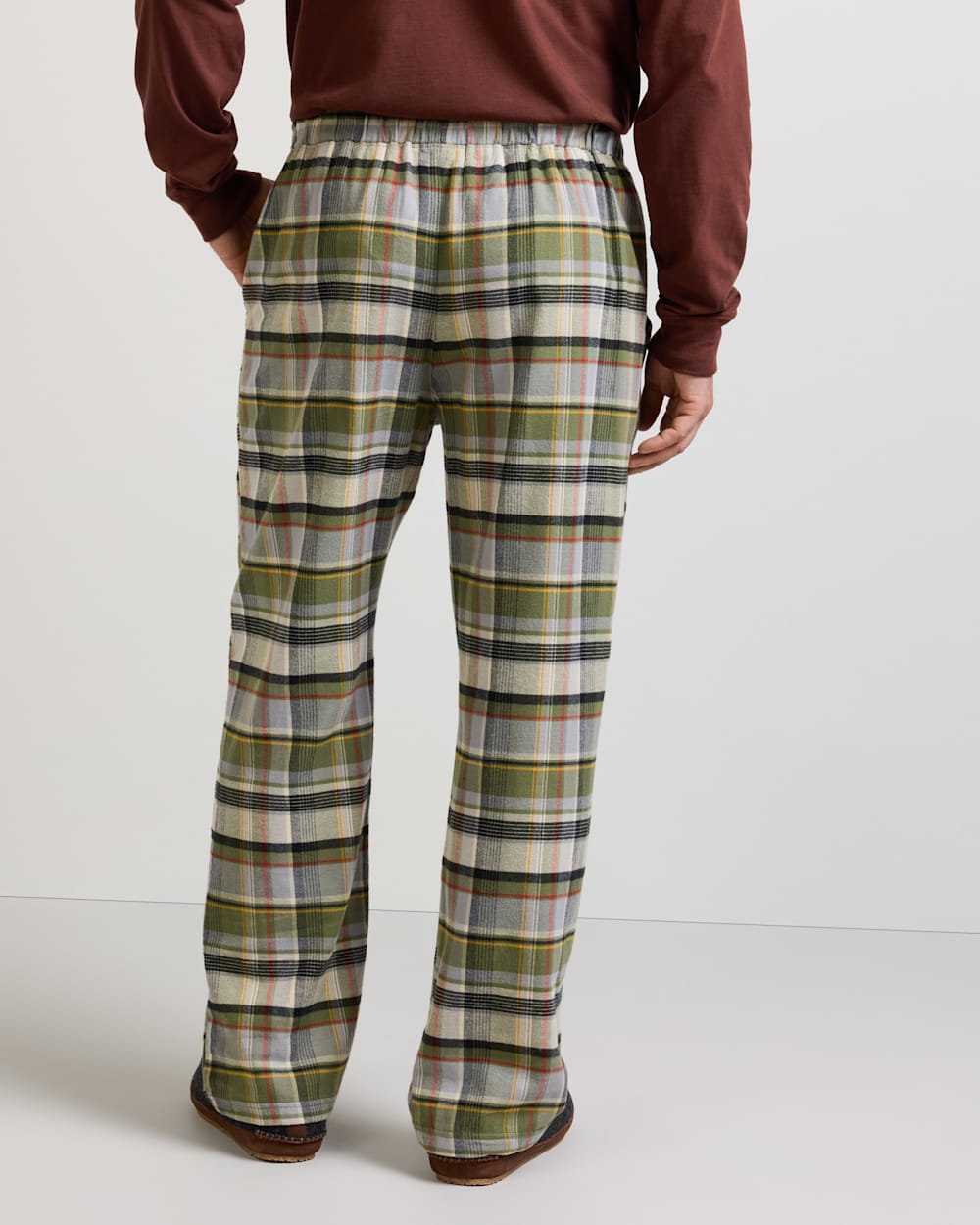 ALTERNATE VIEW OF MEN'S PLAID FLANNEL PAJAMA PANTS IN OLIVE MULTI image number 4