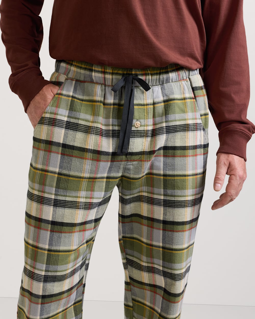 ALTERNATE VIEW OF MEN'S PLAID FLANNEL PAJAMA PANTS IN OLIVE MULTI image number 5
