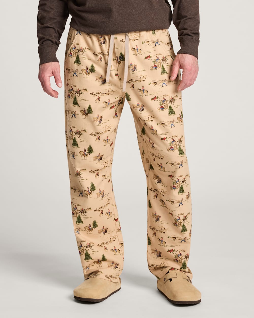 MEN'S RANCH PRINT FLANNEL PAJAMA PANTS IN TAN image number 1