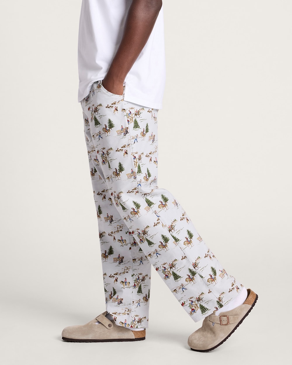 ALTERNATE VIEW OF MEN'S RANCH PRINT FLANNEL PAJAMA PANTS IN BLUE image number 3