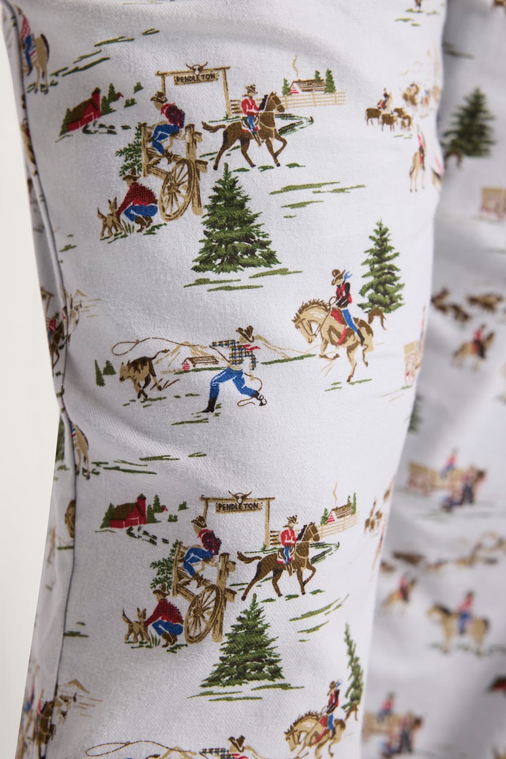 ALTERNATE VIEW OF MEN'S RANCH PRINT FLANNEL PAJAMA PANTS IN BLUE image number 5