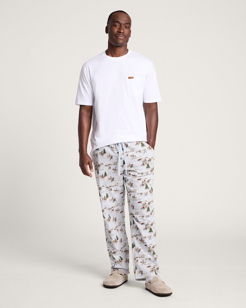 ALTERNATE VIEW OF MEN'S RANCH PRINT FLANNEL PAJAMA PANTS IN BLUE image number 6