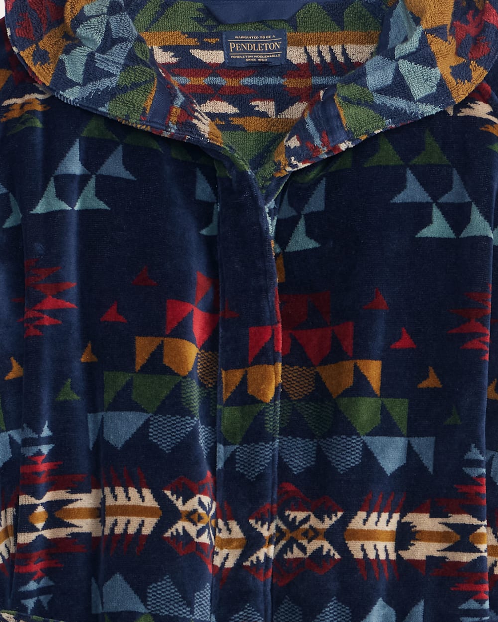 ALTERNATE VIEW OF UNISEX AUTUMN BIRCH COTTON TERRY VELOUR BATHROBE IN NAVY MULTI image number 2