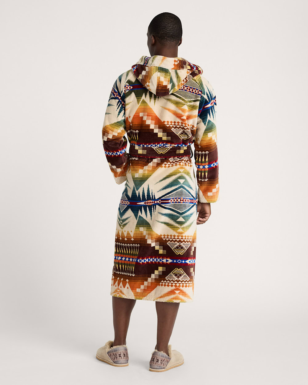 ALTERNATE VIEW OF UNISEX MYSTIC LAKE COTTON TERRY VELOUR BATHROBE IN MULTI image number 2