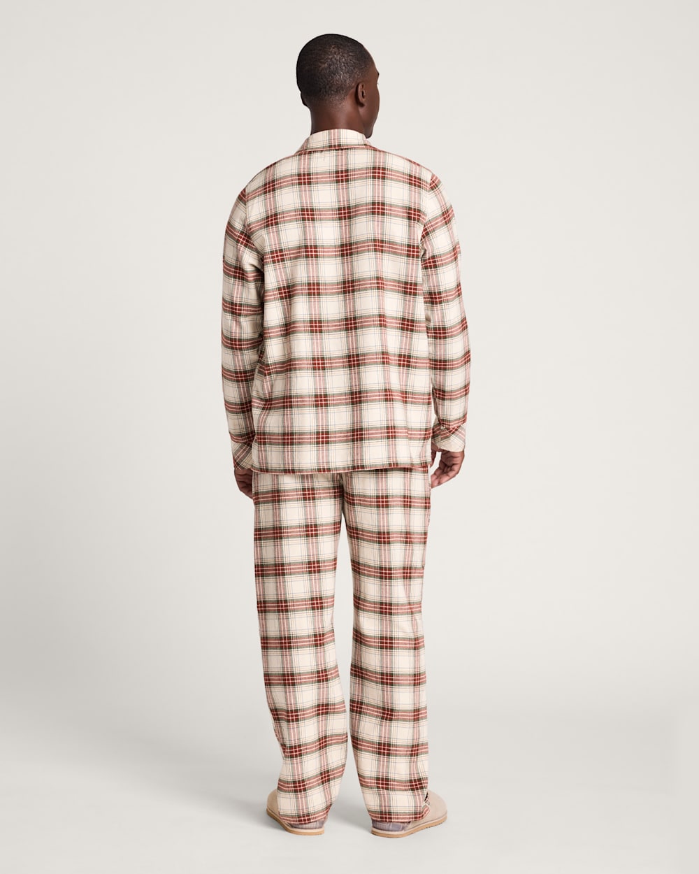 ALTERNATE VIEW OF MEN'S MEN'S PLAID FLANNEL PAJAMA SET IN ECRU/RED PLAID image number 2