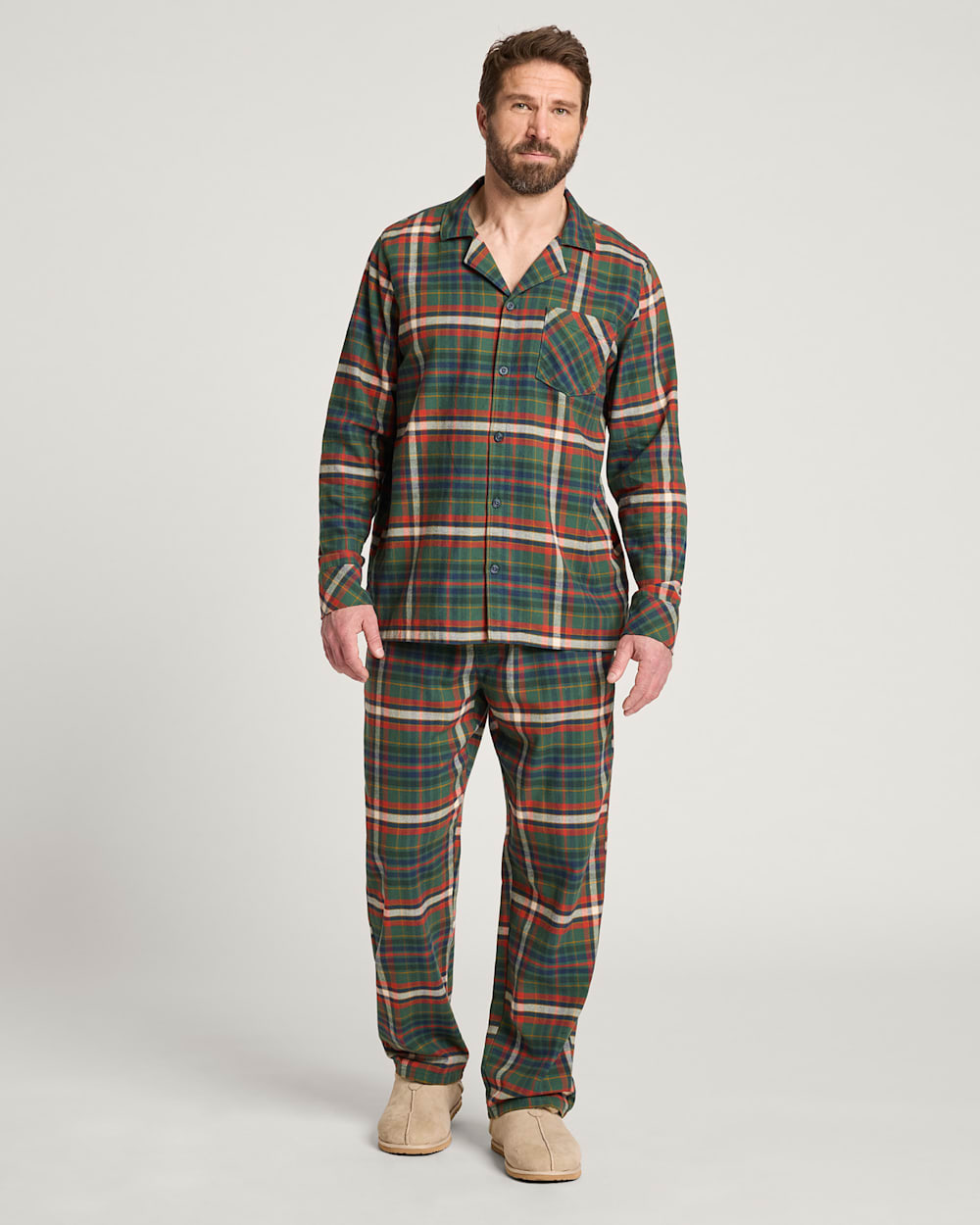 MEN'S PLAID FLANNEL PAJAMA SET IN GREEN MULTI PLAID image number 1