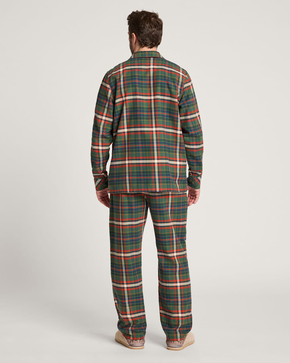 ALTERNATE VIEW OF MEN'S PLAID FLANNEL PAJAMA SET IN GREEN MULTI PLAID image number 2