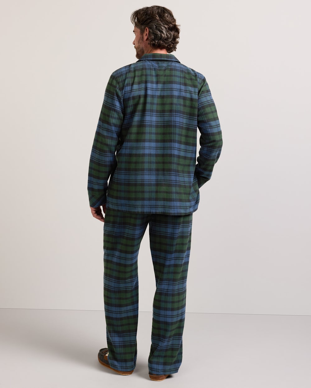 ALTERNATE VIEW OF MEN'S PLAID FLANNEL PAJAMA SET IN BLACK WATCH TARTAN image number 4