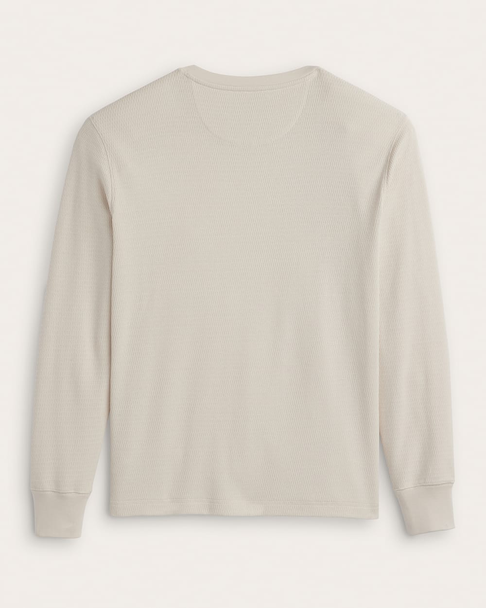 ALTERNATE VIEW OF LONG-SLEEVE WAFFLE-KNIT COTTON HENLEY IN ECRU image number 2