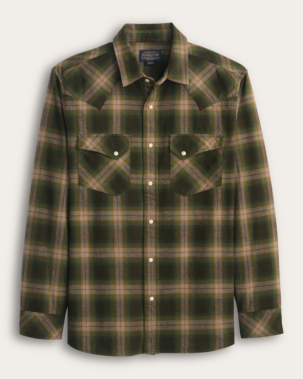 MEN'S PLAID SNAP-FRONT WYATT COTTON SHIRT IN OLIVE MULTI image number 1
