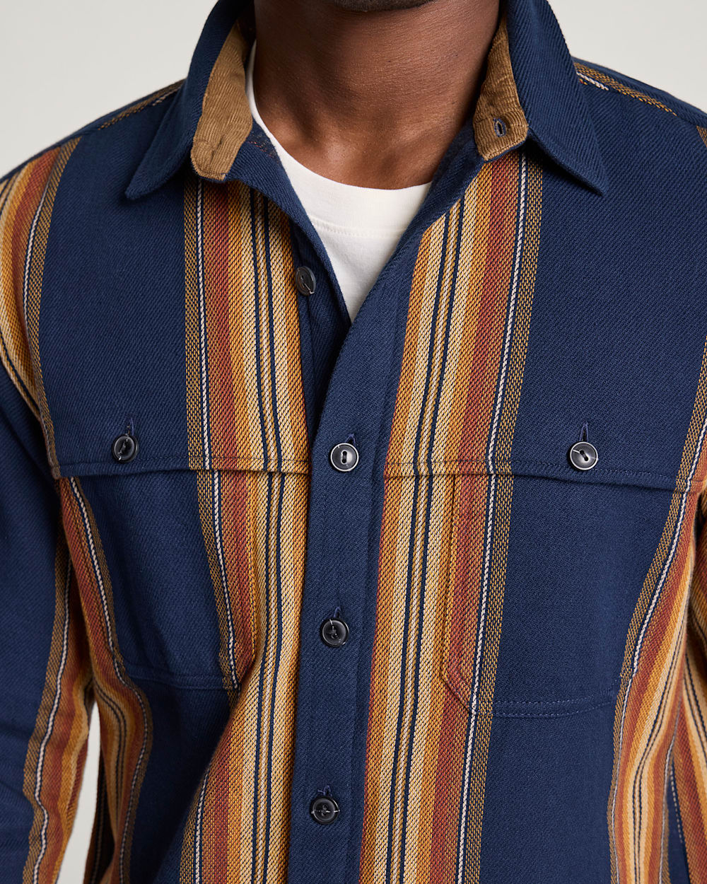 ALTERNATE VIEW OF MEN'S WESTON COTTON TWILL SHIRT IN NAVY MULTI STRIPE image number 4