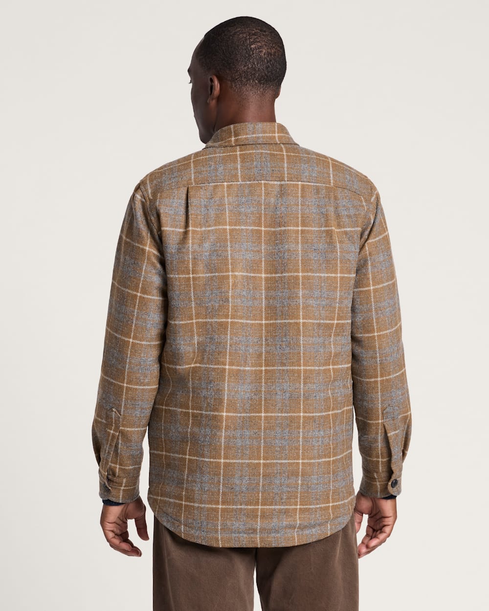 ALTERNATE VIEW OF MEN'S PLAID QUILTED CPO JACKET IN TAN/GREY MIX image number 2