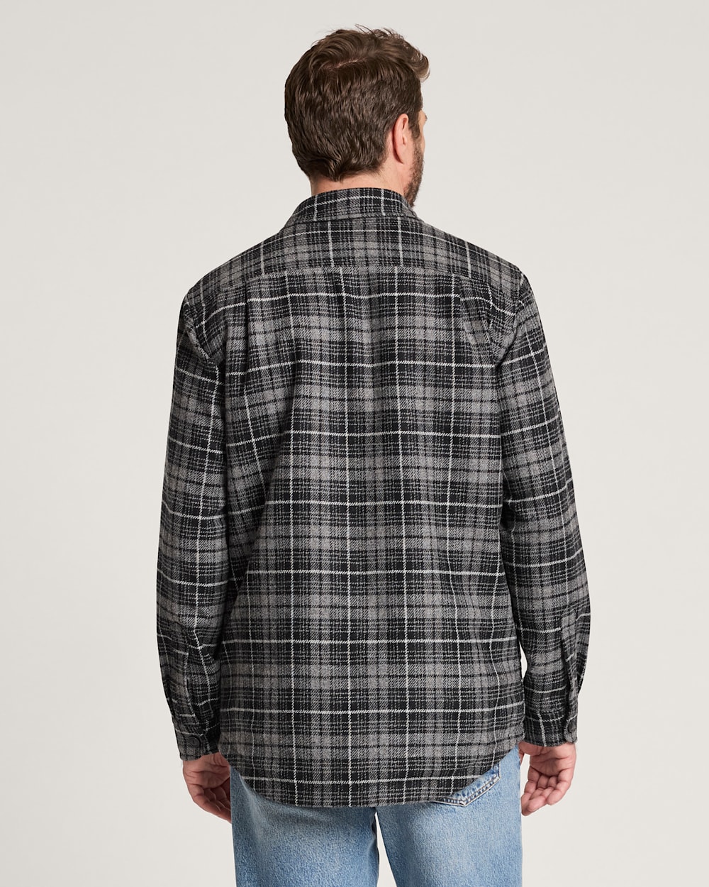 ALTERNATE VIEW OF MEN'S PLAID QUILTED CPO JACKET IN BLACK/GREY MIX image number 2