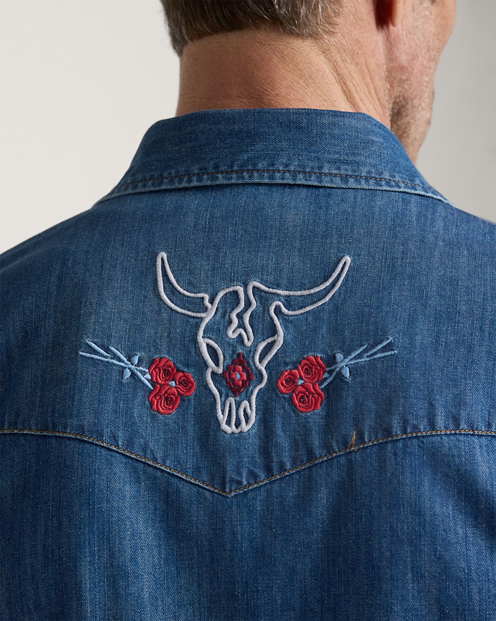 Shop Men's Bison Embroidered Denim Gambler Shirt Apparel