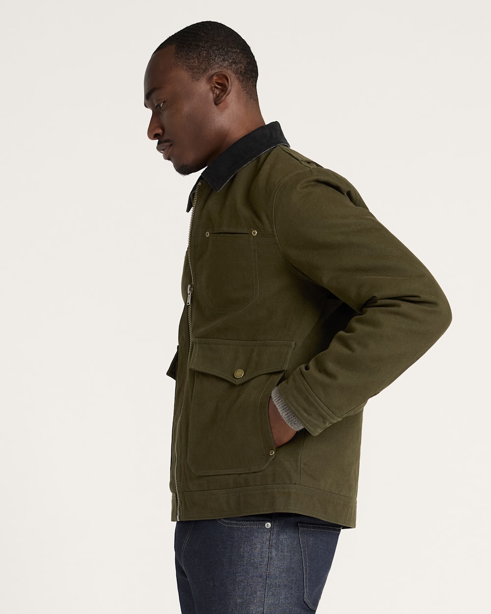 ALTERNATE VIEW OF MEN'S CARSON CITY CANVAS RANCH COAT IN DARK OLIVE image number 3