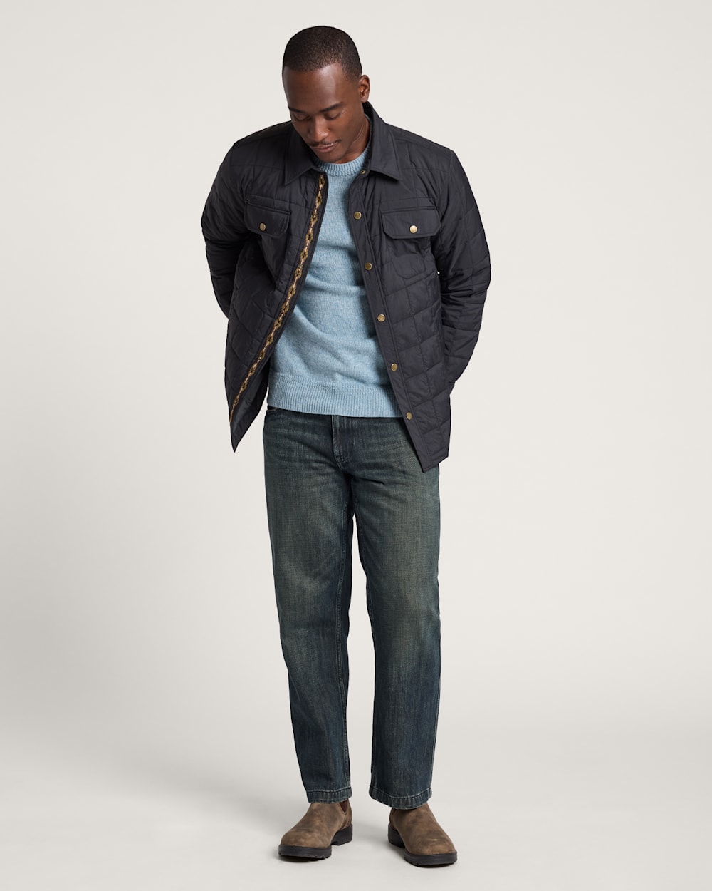 ALTERNATE VIEW OF MEN'S ARROYO CRINKLE QUILTED SHIRT JACKET IN BLACK image number 6