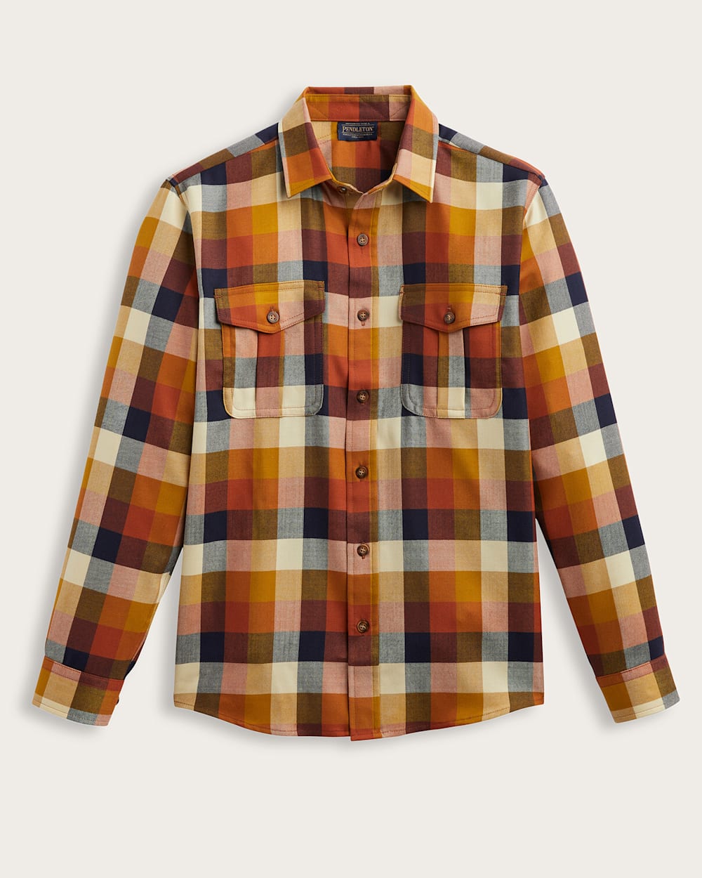 MEN'S MEN'S PLAID HARRISON MERINO SHIRT IN BLUE/COPPER BLOCK PLAID image number 1