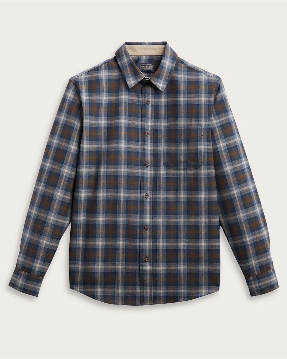 MEN'S PLAID MERINO LODGE SHIRT IN BLUE/BROWN/TAN PLAID image number 2