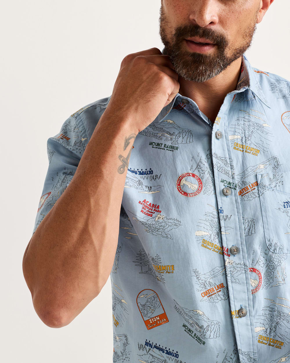 ALTERNATE VIEW OF MEN'S SHORT-SLEEVE NATIONAL PARK SHORELINE SHIRT IN BLUE image number 4
