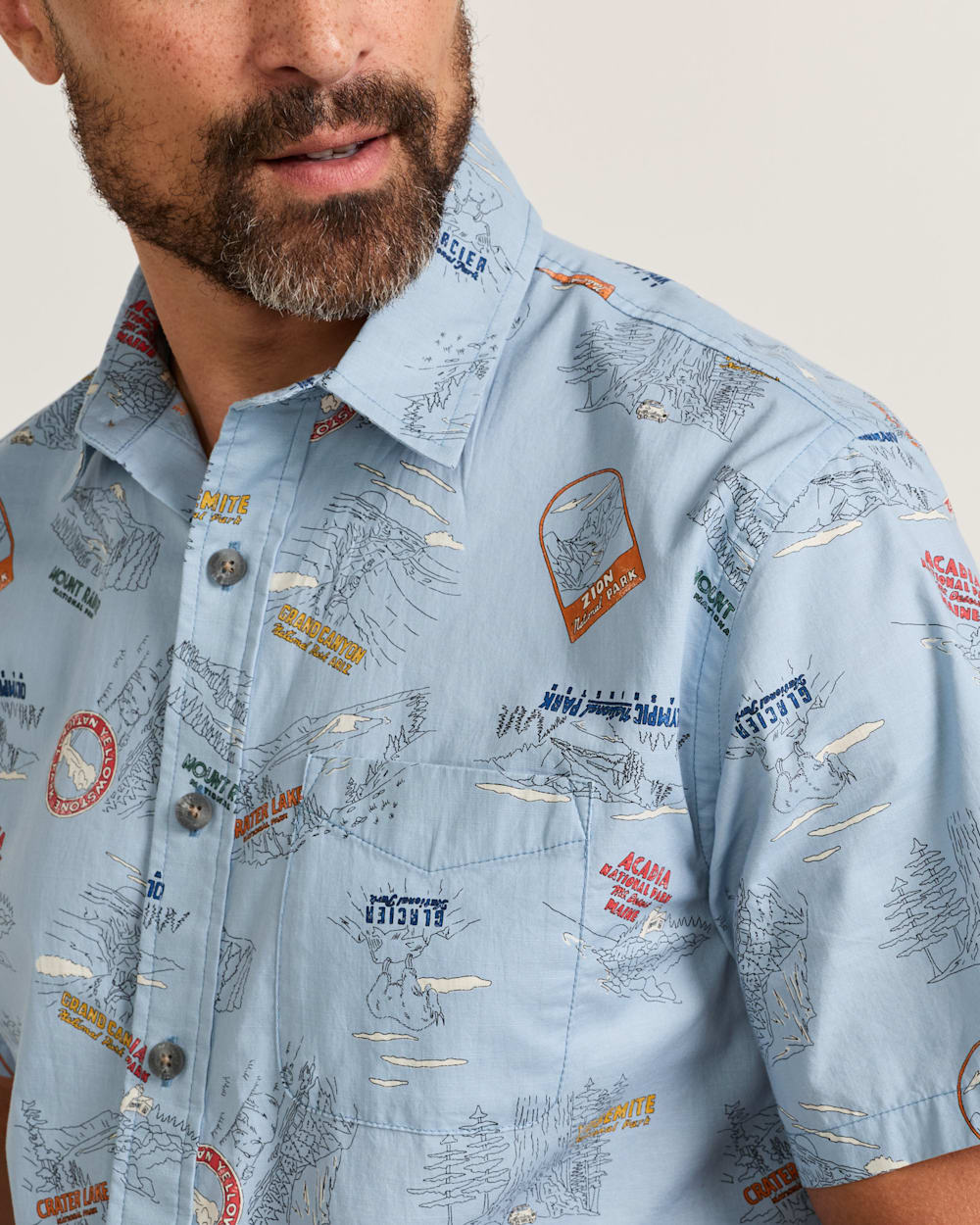 ALTERNATE VIEW OF MEN'S SHORT-SLEEVE NATIONAL PARK SHORELINE SHIRT IN BLUE image number 5